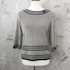 EMMA JAMES Grey & Black Pullover Sweater